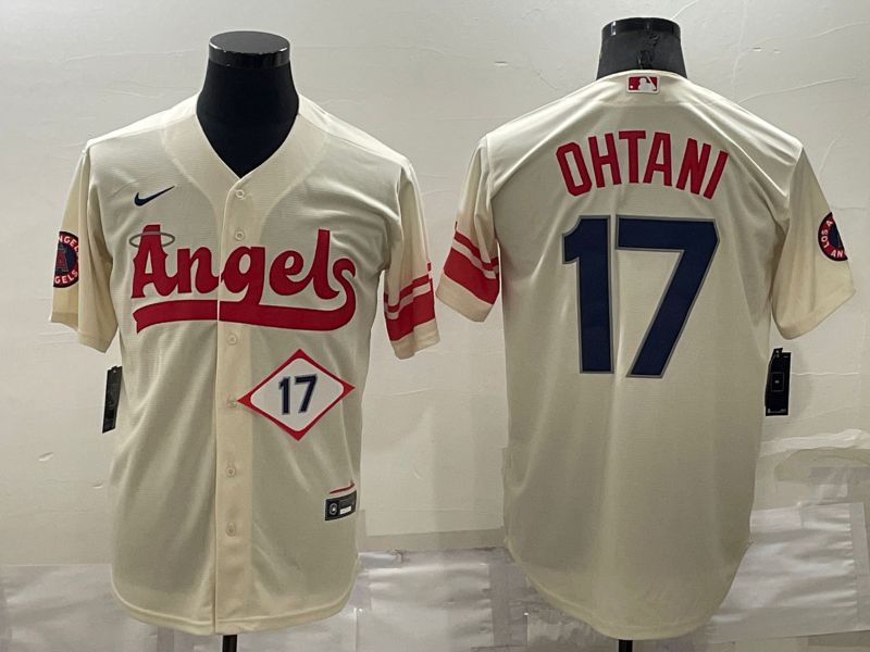 Men Los Angeles Angels #17 Ohtani Cream City Edition Game Nike 2022 MLB Jerseys